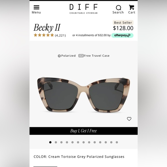 Diff Eyewear Accessories - Becky II Cream Tortoise Sunglasses - Polarized